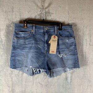 Levi's Womens High Rise Shorts 33 16 Jean Denim Raw Hem Cut Off Stretch Slim NWT